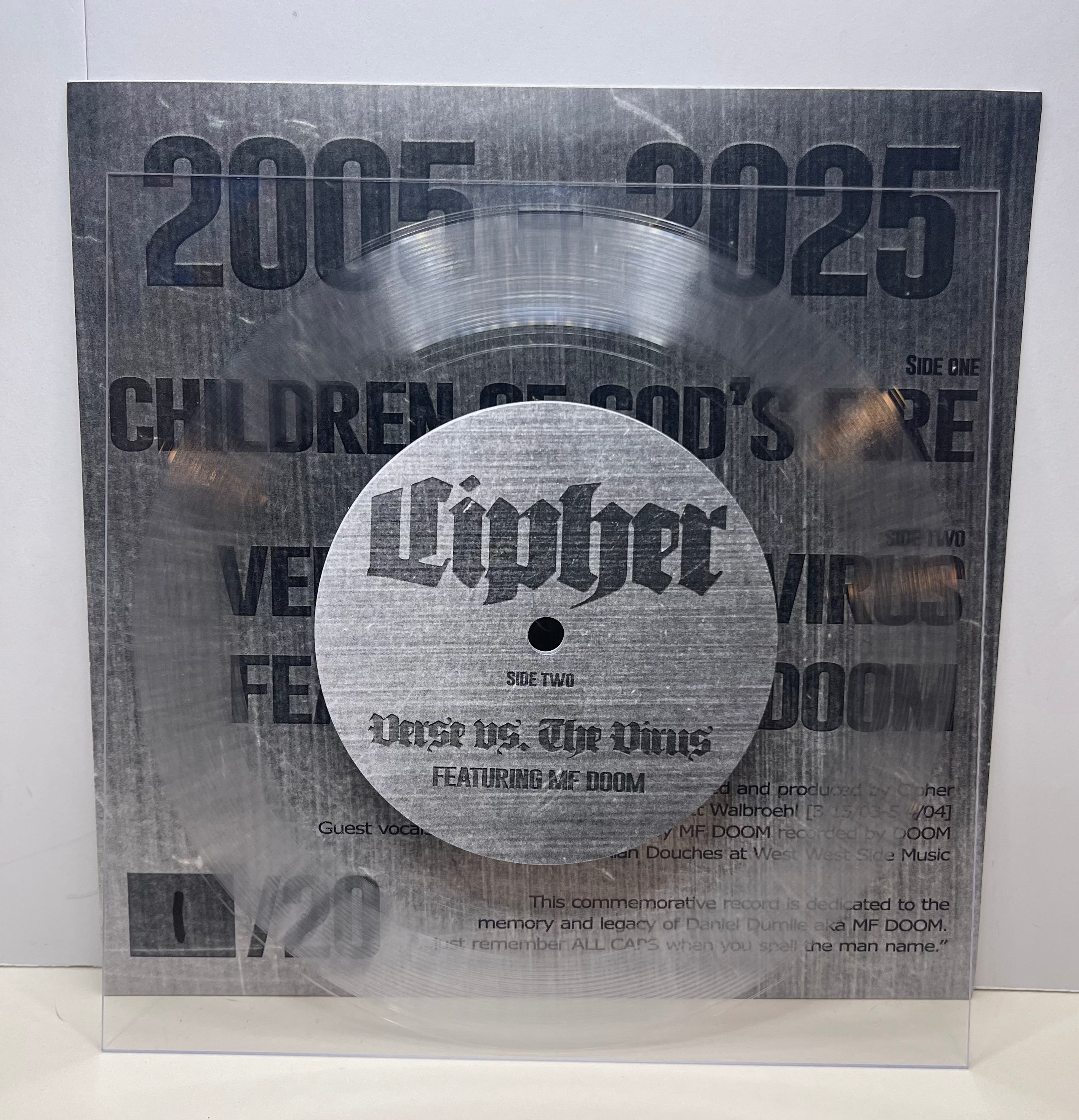 Children of God's Fire 20th Anniversary 7" lathe-cut record